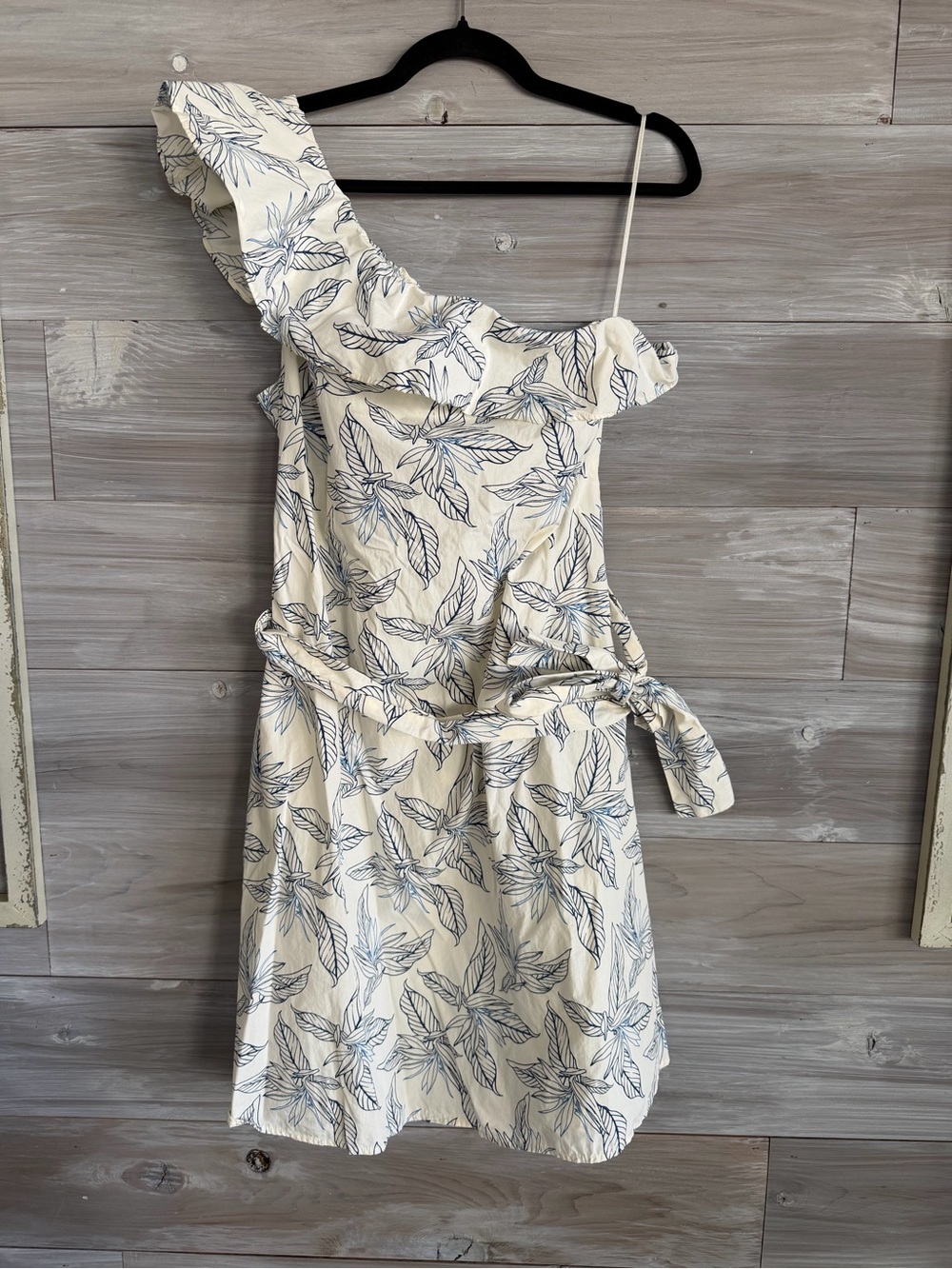 One-Shoulder Banana Republic Floral Print Cream Dress